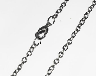 24インチ ガンメタルグレー 鉄系合金ケーブルチェーンネックレス（12mm