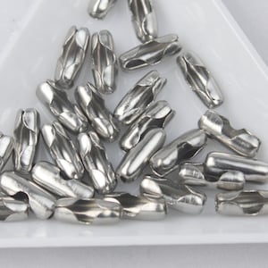 Connettori a catena a sfere in acciaio inossidabile: fermagli a inserimento da 3,2 mm, 50 pezzi - Confezione sfusa