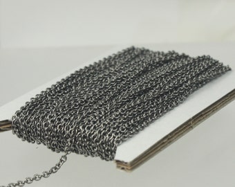 100 Ft Gunmetal Round SOLDERED Cable Chain - 2.6x2.1mm SOLDERED Link - Ship from California USA - 2621S