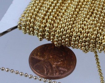 32 ft spool of 24K Gold Tone plated ball chain - 1.5mm with 10 pcs of Connectors (crimp type) - 15BALL