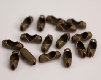 Conector de cadena de bolas grande con acabado en latón antiguo para 2,0 mm - Tipo de inserto - BALLCON20 100 piezas - Lote al por mayor