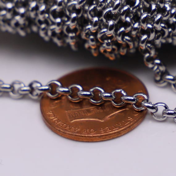 Rolo Chain Necklace 4mm 316L Surgical Stainless Steel Rolo Chain Necklace 4mm 316L Surgical Stainless Steel