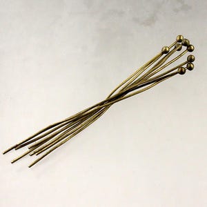 500 épingles à rotule sphérique en laiton antique, bronze - 2 pouces (50 mm), calibre 22, boule de 1,8 mm 22G - Californie, États-Unis