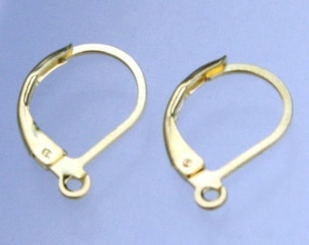 50 Gold Plated Leverback Earrings earwire 10X16mm