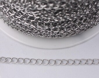 Stainless Steel Curb Chain: 5x4mm Soldered Link 32 feet - Bulk Spool