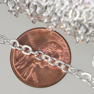 32 ft spool of Silver Plated Flat ROUND Soldered Cable Chain - 3.4x3.4mm SOLDERED Link -  3434F