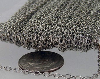 Chaîne forçat ronde plaquée rhodium - 3 x 2,2 mm - maillon dessoudé - 322 CA 50 pieds - grande bobine