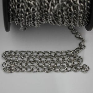 Lot d&#39;échantillons 3 pieds de grosse chaîne gourmette finition argent antique - 6,5 x 4,2 mm maillons dessoudés - 6542 CU