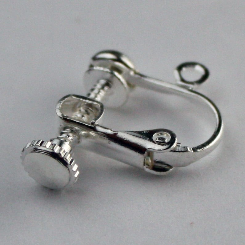 1548 - Sterling Silver Screw Back Clip-On Earring Findings with Ball & Loop