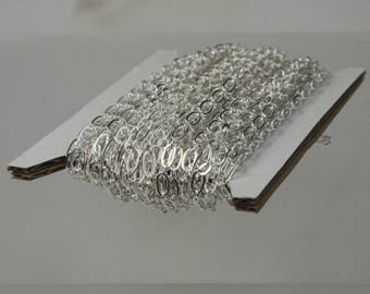 Chaîne à maillons soudés plaquée argent : maillons longs et courts 1 et 1 - 3429LS11 32 pieds - Bobine en vrac