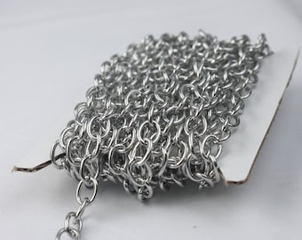 30 feet Stainless Steel Cable Chain Sturdy Chunky Big Heavy Cable Chain - 8x6mm 1.2mm 16G Unsoldered - Bulk Chain Necklace Wholesale - ST86S