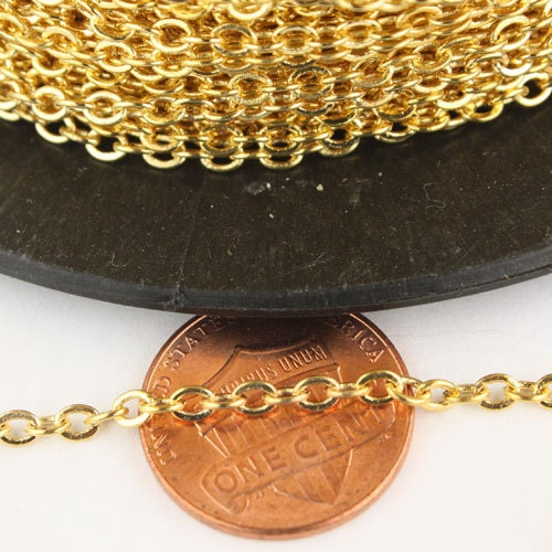 32feet Gold Plated Flat SOLDERED Cable Chain 3.4x2.9mm - Etsy