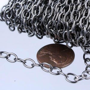 Chunky Fashion Chain 3 ft of Gunmetal Finished Big Heavy Cable chain - 7.8x6.3mm 1.2mm unsoldered links - 7863CA