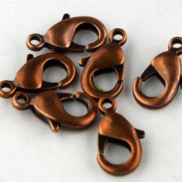 30 Antique Copper Lobster Clasp - 12mm 12x7mm Copper Parrot Clasps Lobster Claw Clasp - LOB12B