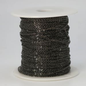 3 feet Gunmetal Plated Micro Flat Chain - 1.5x1.2mm SOLDER Chain -little Oval Small Flat Soldered Cable - Ship from California USA - 1512F