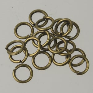 Anelli di congiunzione da 8 mm, 100 anelli di congiunzione in ottone anticato / bronzo aperti 8x1,2 mm calibro 16 16G connettore di collegamento anelli di congiunzione aperti anello di O 12 x 8 mm