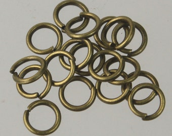 8mm Jump Rings, 100 Antique Brass Jump Rings / Bronze Open 8x1.2mm 16 Gauge 16G Link Connector Open Jump Rings O Ring 12x8mm