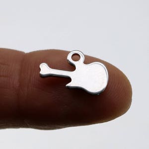 10 pcs Stainless Steel Drop Tags Charms Pendant - Music Guitar charms Drop Tag  - 15x10mm 19gauge 19G (0.9mm Thickness)