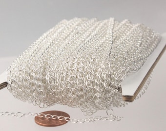 Silver Plated Solder Curb Chain Extender - 4x3mm Soldered Link 10 feet - 43EXT