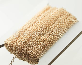 Champagne Gold Plated Flat Cable Chain 3x3mm Soldered Link 3 feet