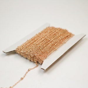 10 feet Pinky Gold (Champagne Gold) Plated Chain of Tiny Satellite Chain Cable BALL Chain - 2.0x1.4mm SOLDERED Satellite Chain - 2014SAT