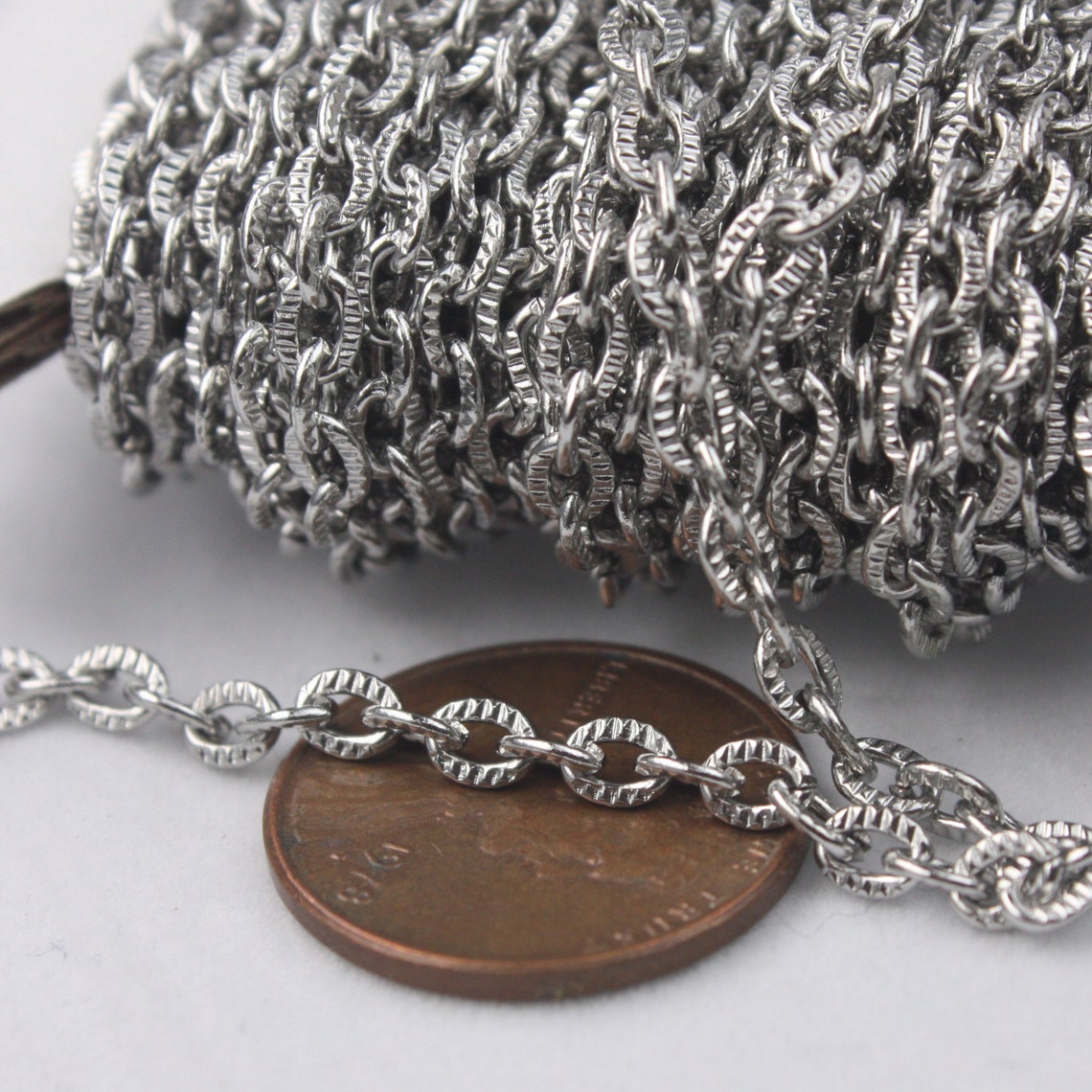 Stainless Steel Chain Bulk 3 Ft of Stainless Steel Textured Etsy
