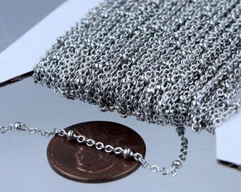 Antyczny srebrzony łańcuszek satelitarny: 2,0 x 1,4 mm, lutowane ogniwo | 32-stopowa szpula