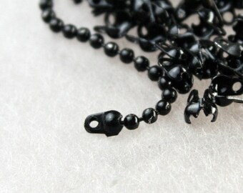Black Ball Chain Spool: 2.4mm Iron Bead Chain, . with 10 Connectors 32 feet