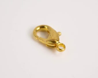 24K Gold Plated lobster claw brass clasp 12X7mm - LOB12B 30 pcs - Bulk Pack
