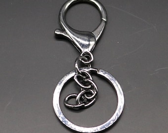 Gunmetal Finish Key Chain Fob: Premade Steel Keyring (, 65x30mm) 5 pcs