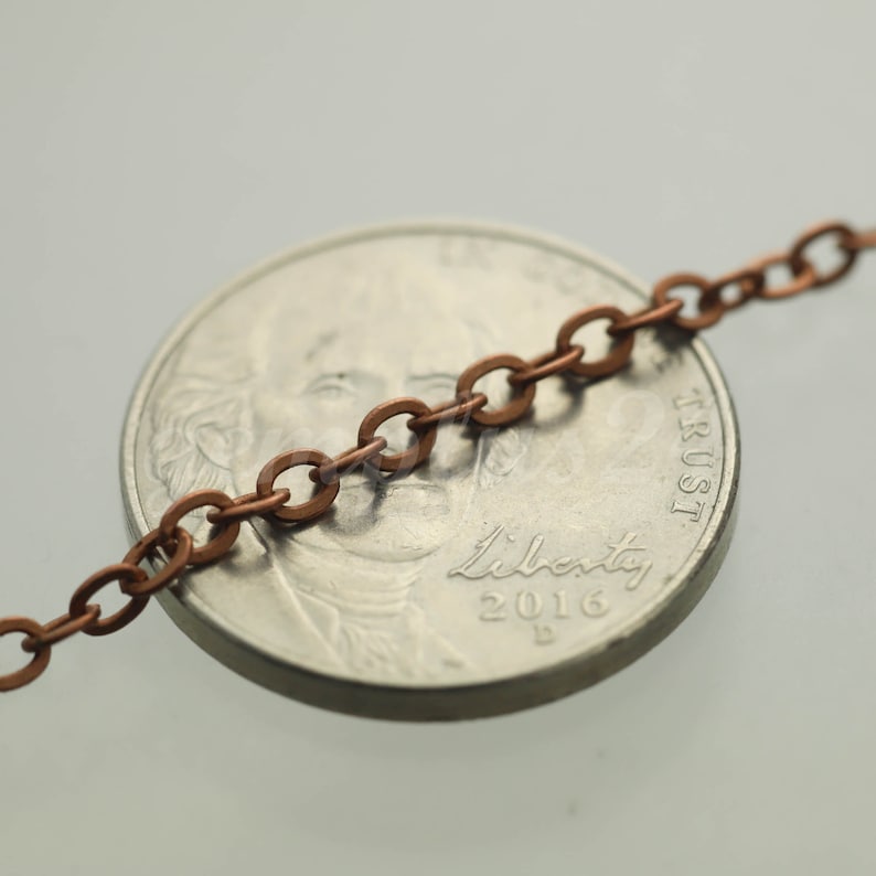 33F 32 feet of Antique Copper Flat Cable Chain 3x3mm Solder Cable Chain
