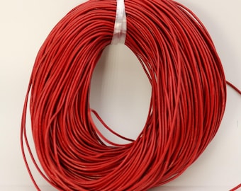 Rood leren koord: 2 mm rond echt leer 5 voet