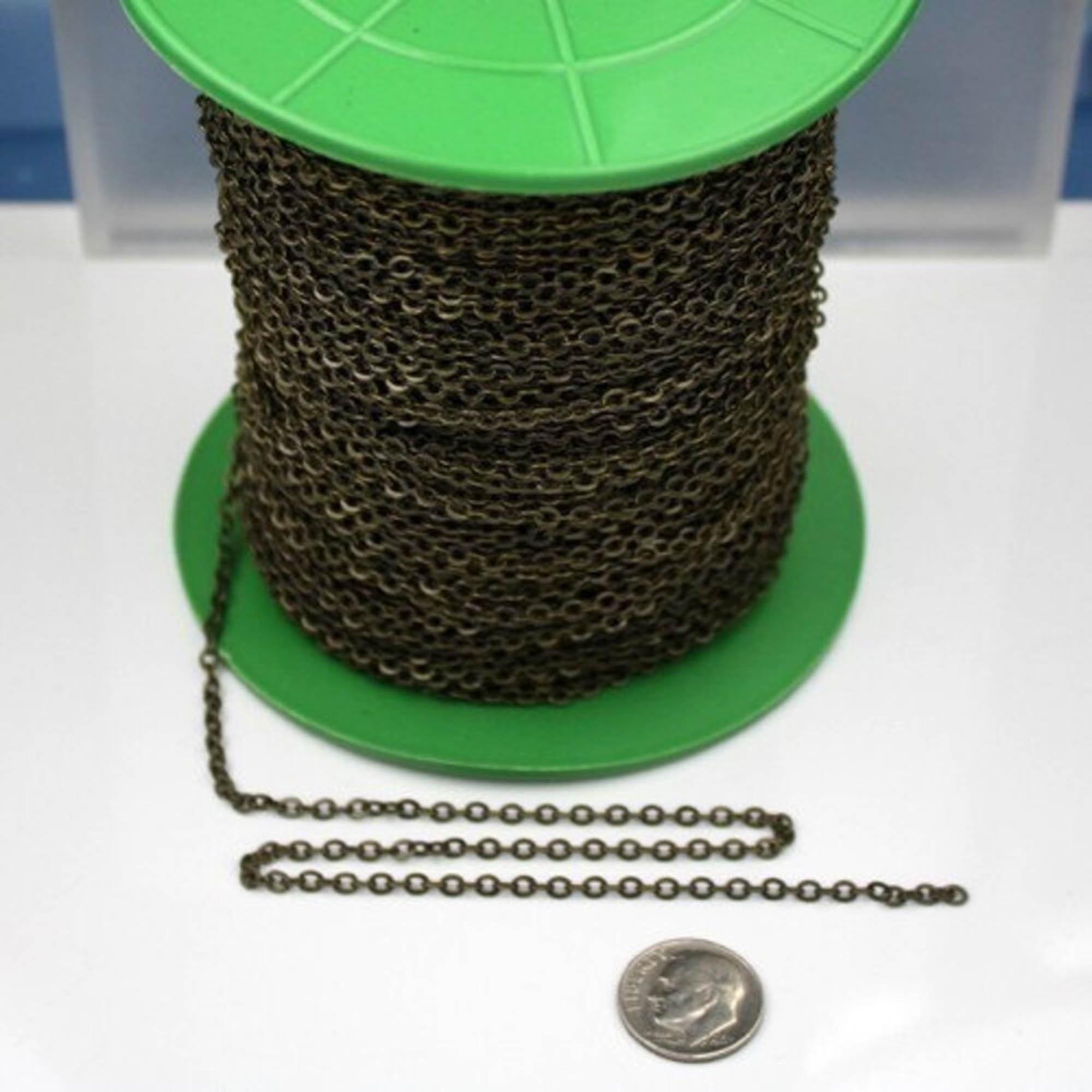 300 ft Antique Brass Flat Cable Chain - 3.4x2.9mm SOLDERED Link - Antique Bronze Bulk Flat Soldered Cable Chain  - 3429F-AB
