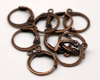 30 Antique Copper ROUND Leverback Earrings earwire - 12x9mm Brass Earring Lever Back  - ELR9