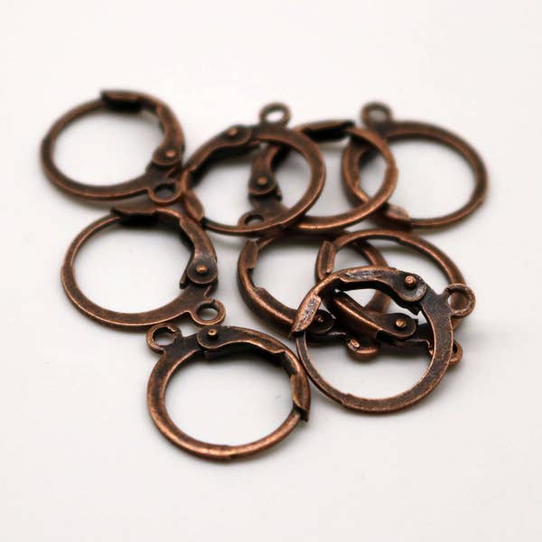 30 Antique Copper ROUND Leverback Earrings earwire - 12x9mm Brass Earring Lever Back  - ELR9