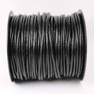 Black Leather Cord: 3mm Round Genuine Leather 5 feet