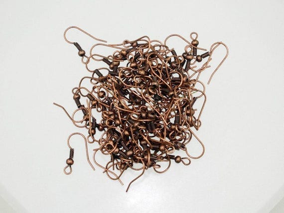 copper plated fish hooks Antique Copper Plated Finished fish Hook with spring and ball Earwire  19X17mm 200 pcs