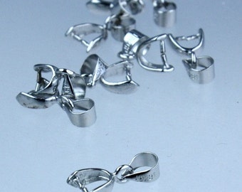 20 pcs of Rhodium plated on Brass Pinch Ice Pick Bails Pendant Clasp - 15mm