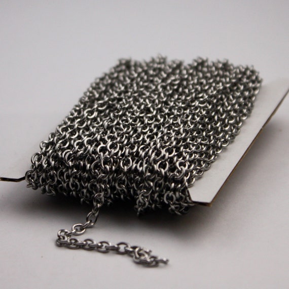 Stainless Steel Chain Bulk, 10 Ft of Surgical Stainless Steel Sturdy Cable  Chain 4.2x3.4mm 0.8mm Unsoldered Link 