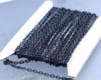 Chaîne porte-câbles texturée finition noire en vrac : chaîne en fer dessoudée (3 x 2 mm 50 pieds
