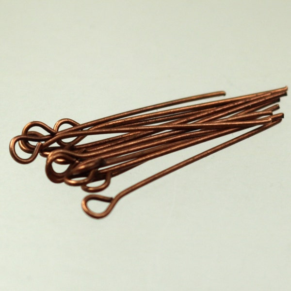 Bulk/FingerPick 300 Pcs Antiqued Copper Eyepins Eye Pins Headpins - 1 inch (25mm) 22 Gauge 22G - 9PIN-22G-25