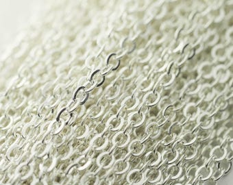Sterling Silver Plated Flat Cable Chain 3x3mm Soldered Link 10 feet