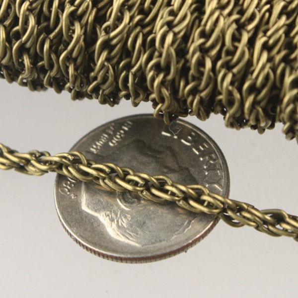 10 ft of Antique Brass Finished Fashion Rope Chain - 3.9x3.0mm Link - Chain Thickness 2.7mm