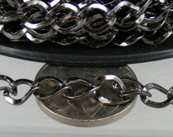 Gunmetal Finished Big Hammered Curb Chain - 7.8x6.0mm 18G Unsoldered Link 10 feet - 7860CU
