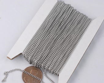 Cadena de acero inoxidable: eslabón soldado quirúrgico 316L de 1,8 mm y 3 pies