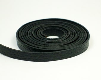 3/8 inch 10mm x 84" Natural Pattern Black Genuine Leather Strap - Premium Quality Real Leather - 7 Feet Long - 3/8 Inch / 10mm Flat Strip