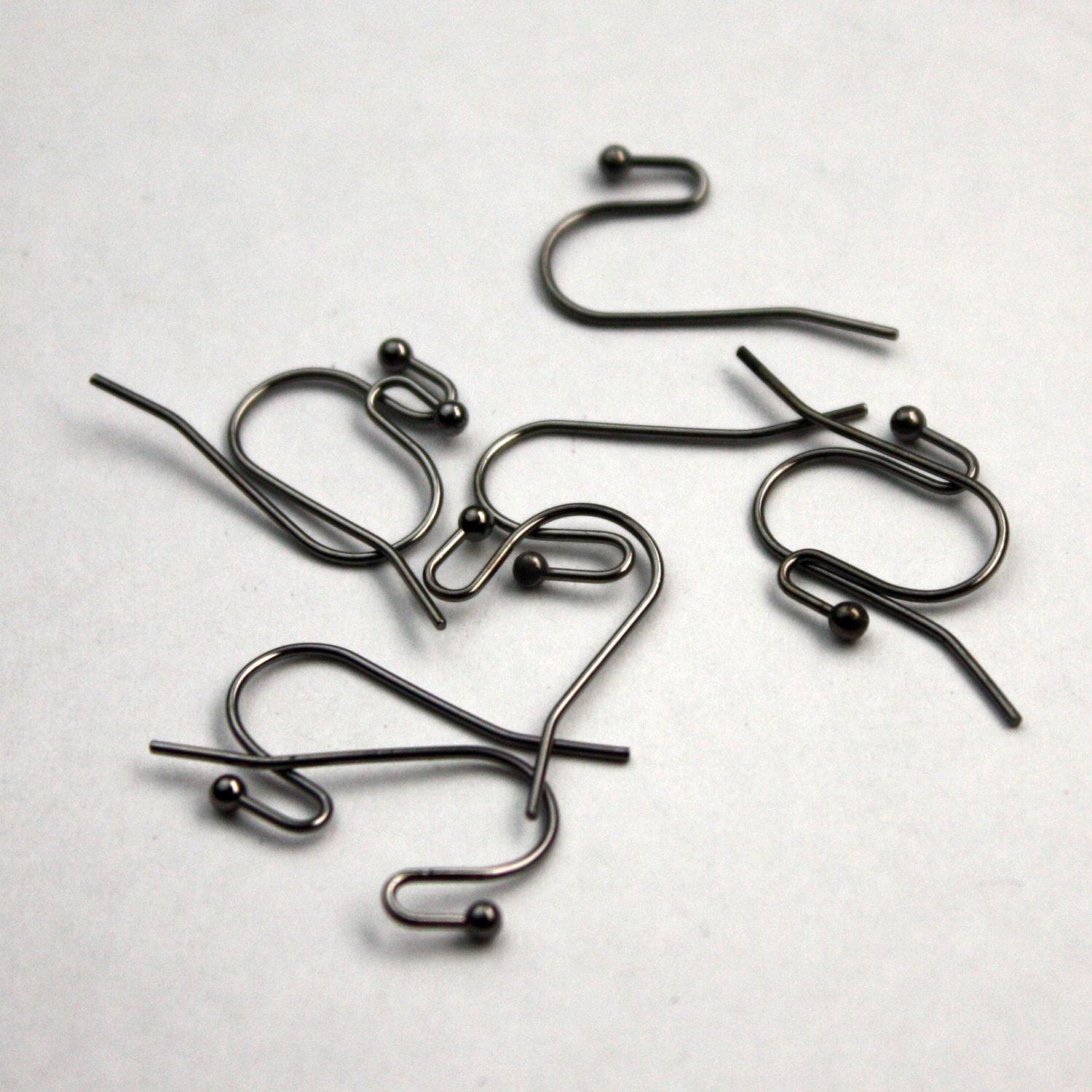 ball end ERBall 50 Ball End Earring Ear Wire Gunmetal Plated on Solid Brass Ear Wires 25pr French hook style