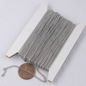 30 feet Stainless Steel SOLDERED Curb chain - 1.8mm Surgical Stainless Steel 316L Sturdy tiny curb chain - 1.80mm Soldered Link