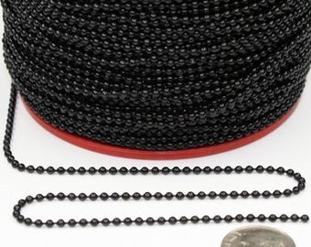Czarny łańcuszek kulkowy + darmowe łączniki - 2,0 mm - 10 stóp Artykuły jubilerskie
