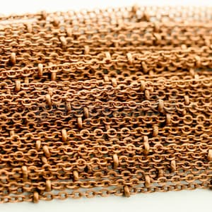 3 ft Antique Copper Satellite Dainty Delicate Chain Flat BALL Chain - 2.4x1.7mm SOLDERED link - Small Ball Flat Cable Chain - 2417SAT